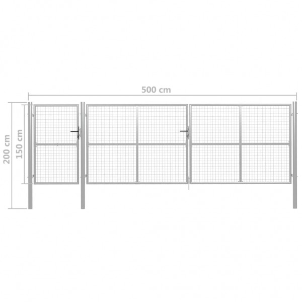 Portão de jardim 500x150 cm aço prateado M 5
