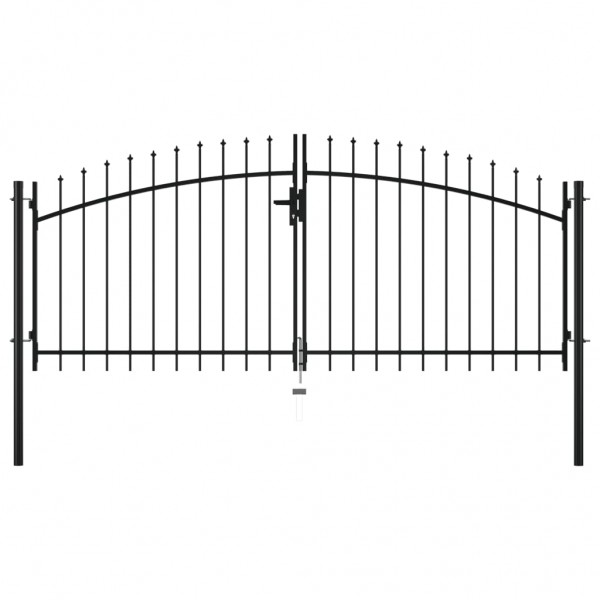 Puerta doble para valla con puntas de lanza 300x150 cm D
