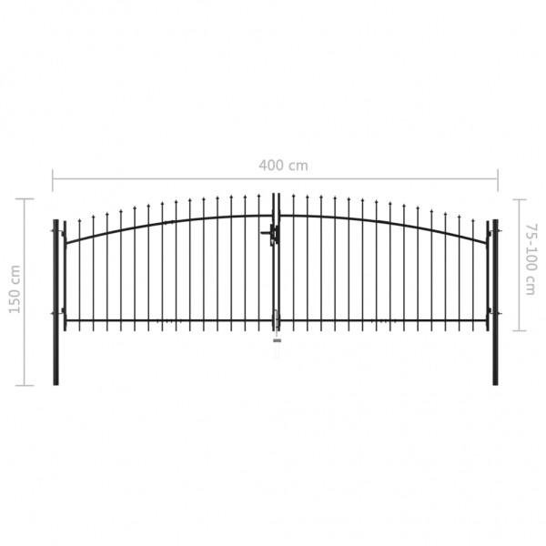 Puerta doble para valla con puntas de lanza 400x150 cm M 5