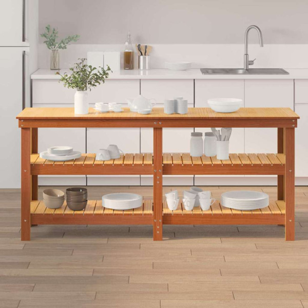 Banco de trabajo con estante Marrón cera 181.5 x 50 x 80 cm M 4