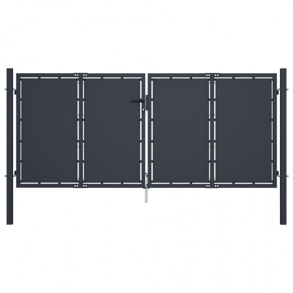 Puerta de jardín de acero gris antracita 300x125 cm D