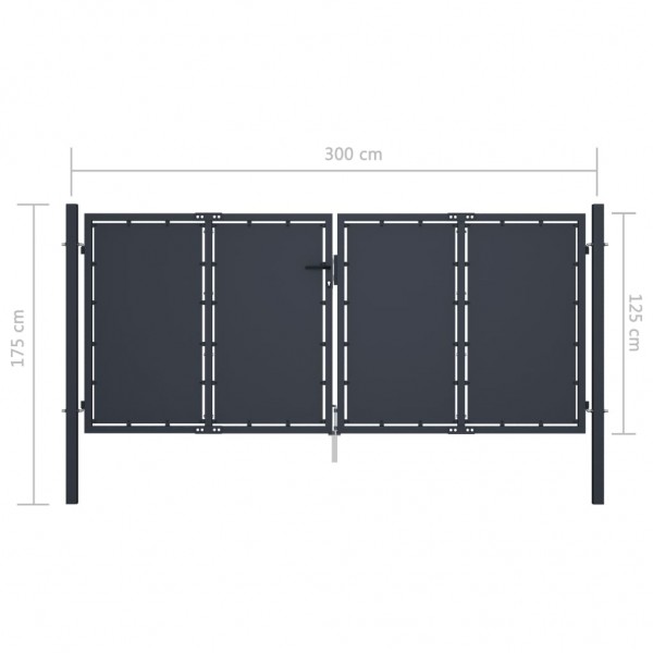 Portão de jardim 300x125 cm aço antracite M 5