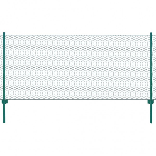Valla de malla alambre con postes acero 25x0.5 m verde D