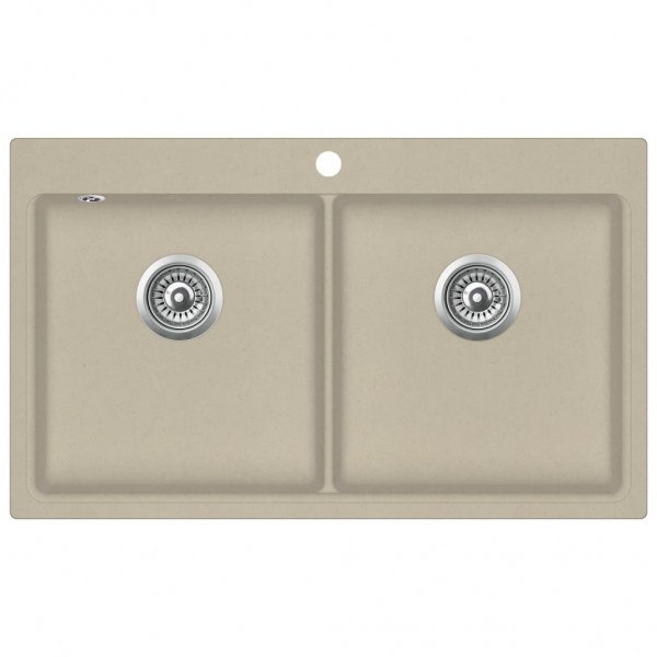 Fregadero de cocina de granito con dos senos beige D