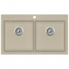 Fregadero de cocina de granito con dos senos beige 1