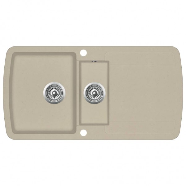 Fregadero de cocina de granito con dos senos beige D