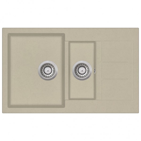 Fregadero de cocina de granito con dos senos beige D