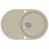 Fregadero de cocina de granito con un seno ovalado beige 1