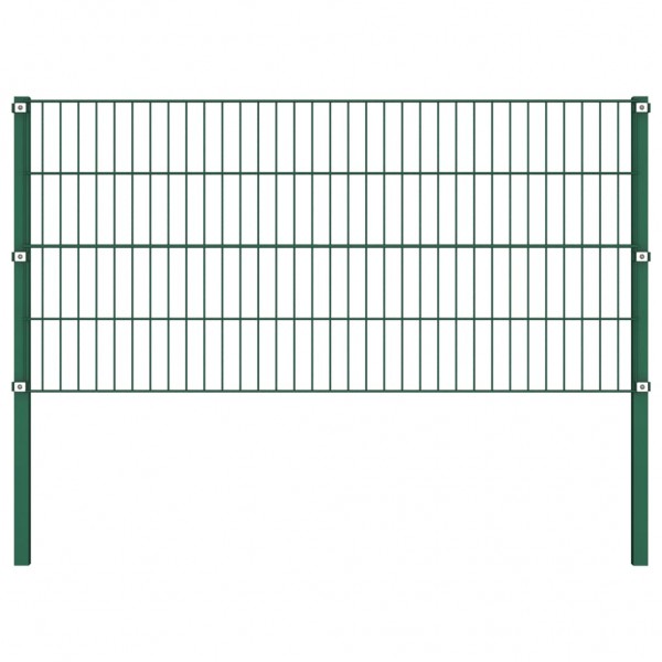 Panel de valla con postes hierro verde 1.7x0.8 m D