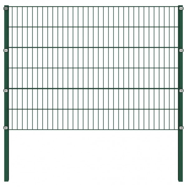 Panel de valla con postes hierro verde 1.7x1.2 m D