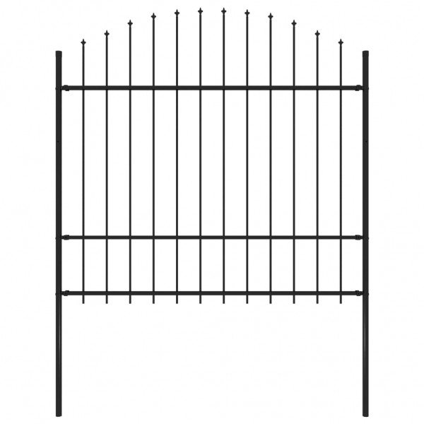 Valla de jardín con puntas acero negro (1.5-1.75)x1.7 m D
