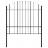 Cerca de jardim com topo em lanças (1.5-1.75)x1.7 m aço preto 1