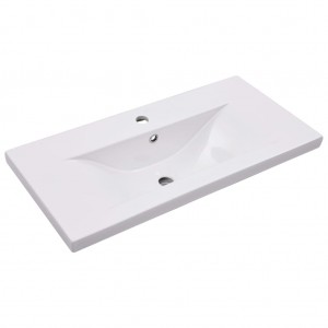 Lavatório embutido 81x39.5x18.5 cm cerâmica branco H