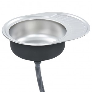 Lava-louças de cozinha com ralo e sifão oval aço inoxidável H