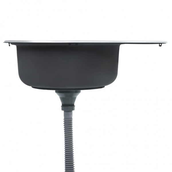 Lava-louças de cozinha com ralo e sifão oval aço inoxidável M 3