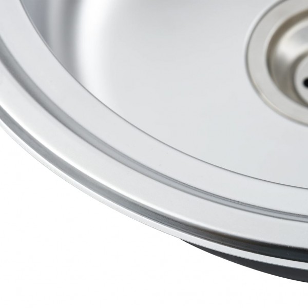 Fregadero cocina con colador y sifón acero inoxidable ovalado M 5