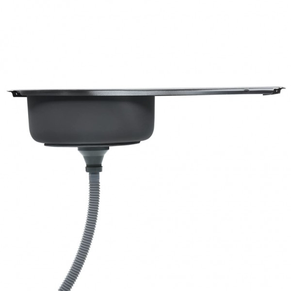 Fregadero de cocina con colador y sifón de acero inoxidable M 5