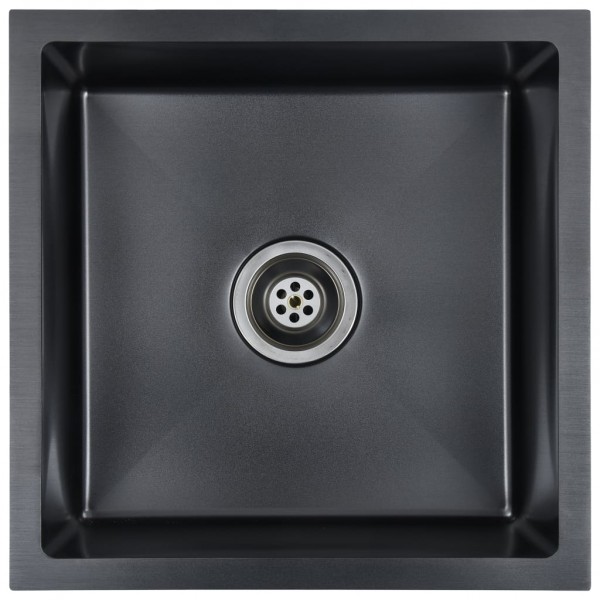 Fregadero de cocina hecho a mano acero inoxidable negro M 2