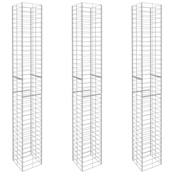 Cestas de muro de gaviones 3 uds acero galvanizado 25x25x197cm D