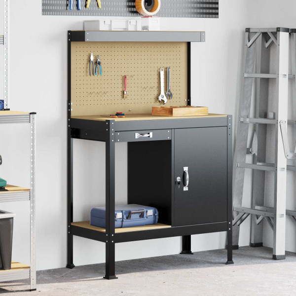 Bancos de Trabajo Negro 81 x 41 x 145 cm Madera de ingeniería D