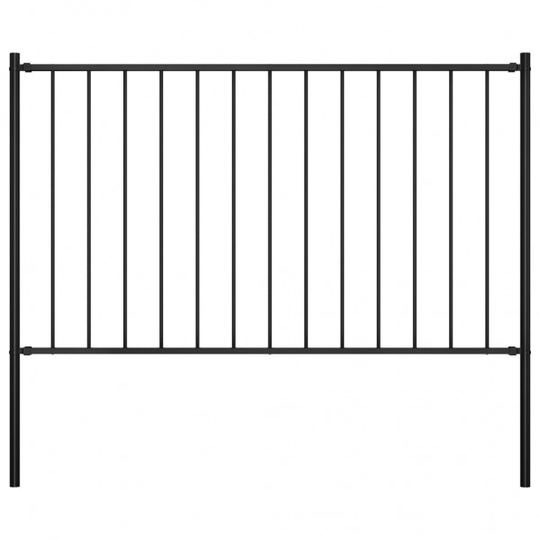 Panel valla y postes acero recubrimiento polvo negro 1.7x1.25m D