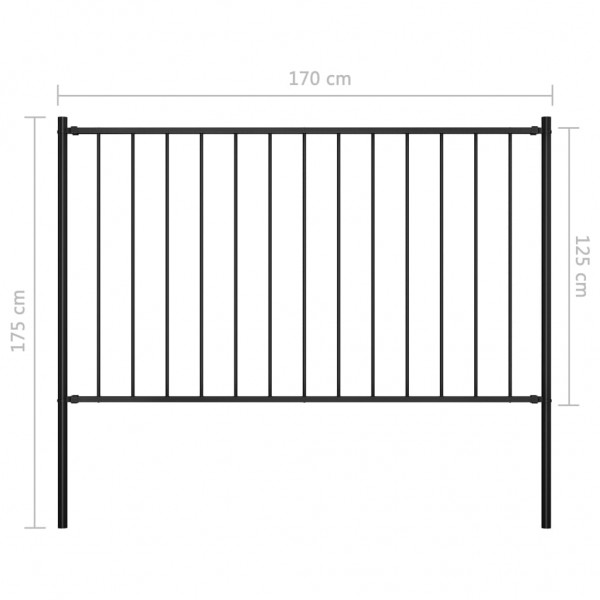 Panel valla y postes acero recubrimiento polvo negro 1.7x1.25m M 4