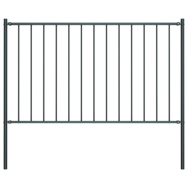 Panel valla y postes acero recubrimiento polvo gris 1.7x1.25m D