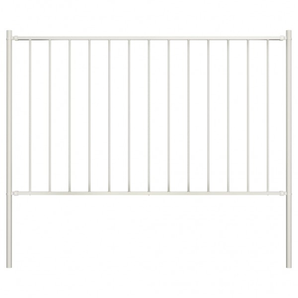 Panel valla y postes acero recubrimiento polvo blanco 1.7x1.25m D