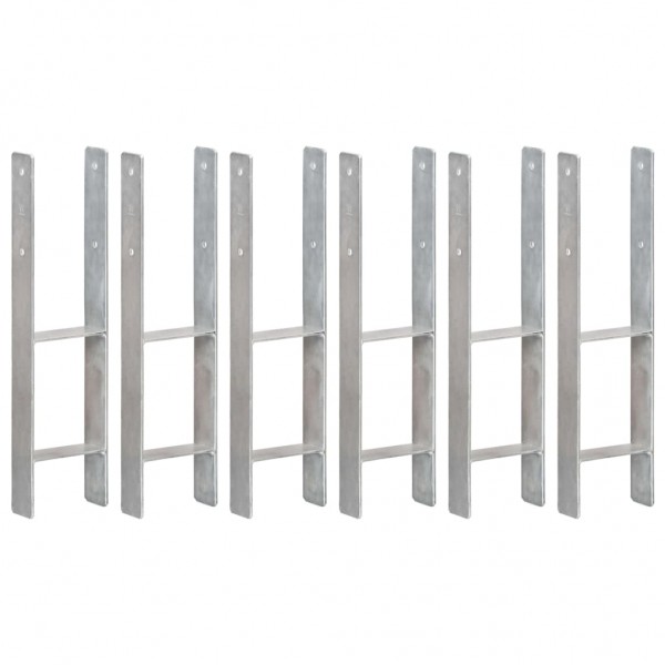 Anclajes de valla 6 uds acero galvanizado plateado 14x6x60 cm D