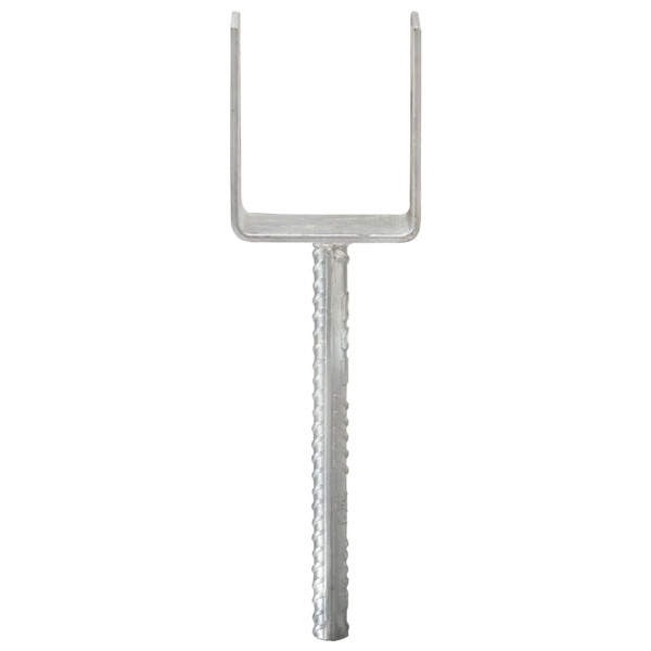 Anclajes de valla 6 uds acero galvanizado plateado 8x6x30 cm M 3