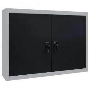 Armario de herramientas de pared industrial metal gris y negro H