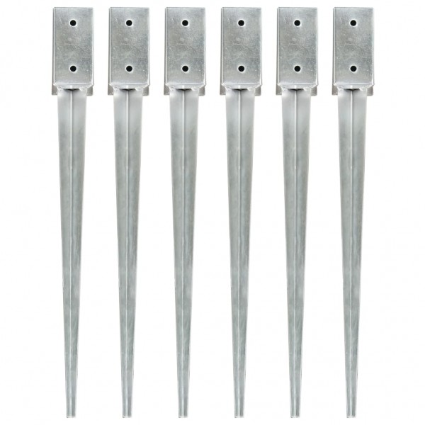 Picas de tierra 6 uds acero galvanizado plateado 7x7x75 cm D