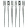 Estacas de enterrar 6 pcs 7x7x75 cm aço galvanizado prateado 1