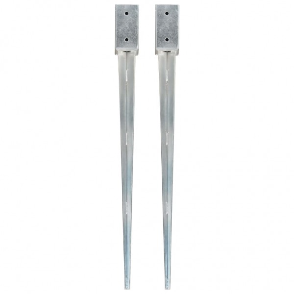 Picas de tierra 2 uds acero galvanizado plateado 7x7x90 cm D
