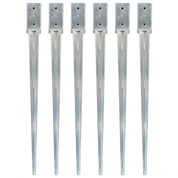 Picas de tierra 6 unidades acero galvanizado plateado 7x7x90 cm D