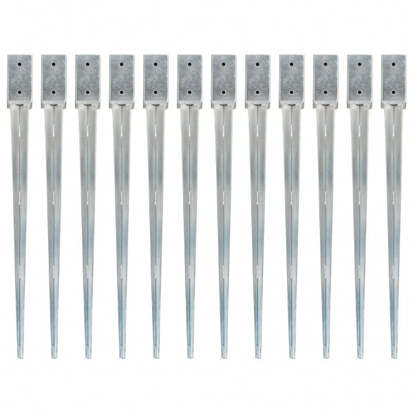 Picas de tierra 12 uds acero galvanizado plateado 7x7x90 cm D