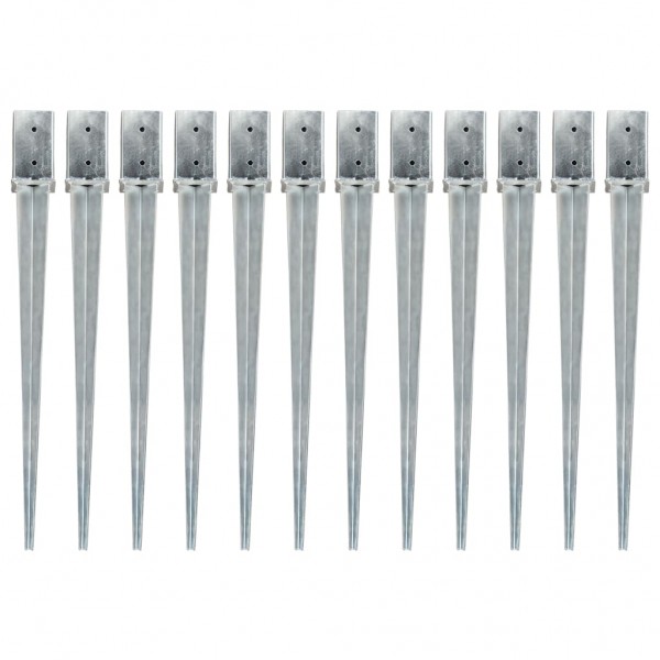 Picas de tierra 12 uds acero galvanizado plateado 8x8x91 cm D