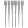 Estacas de enterrar 6 pcs 9x9x90 cm aço galvanizado prateado 1