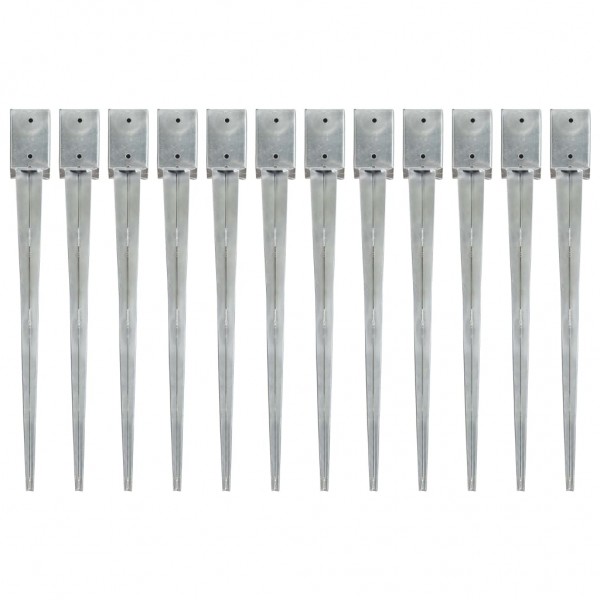 Picas de tierra 12 uds acero galvanizado plateado 9x9x90 cm D