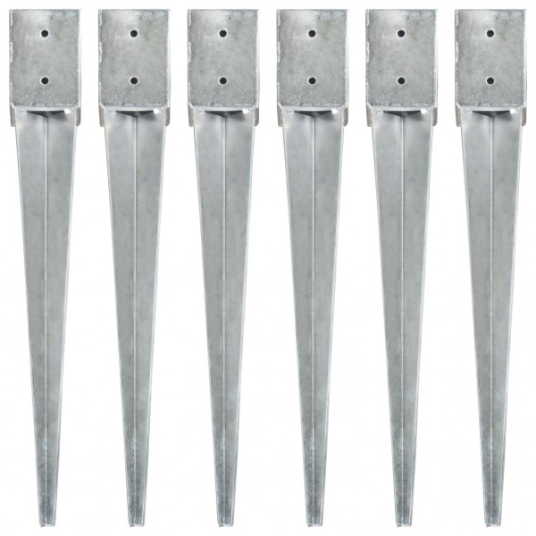 Picas de tierra 6 uds acero galvanizado plateado 10x10x76 cm D
