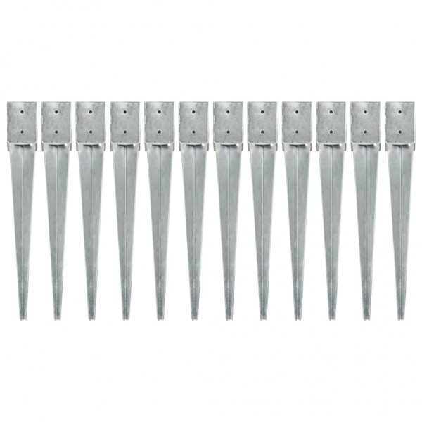 Picas de tierra 12 uds acero galvanizado plateado 10x10x76 cm D
