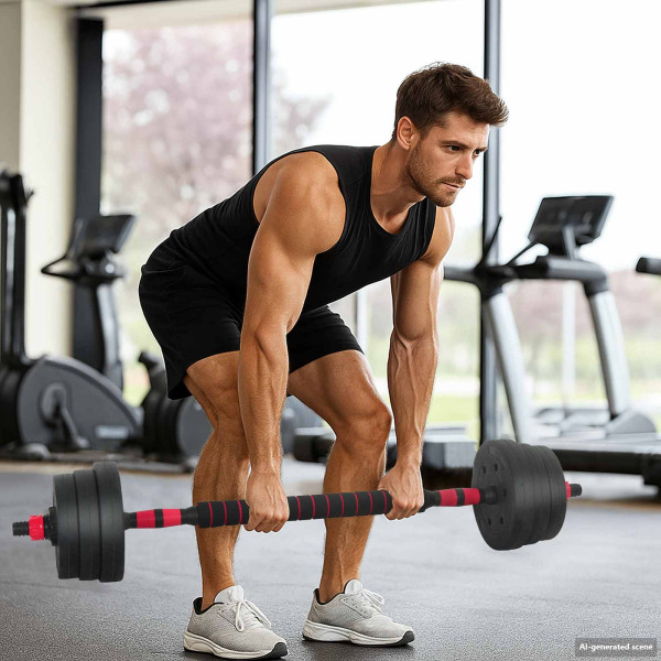 Juego de Mancuernas 4 en 1 Negro y rojo 121 x 19.5 x 19.5 cm M 3