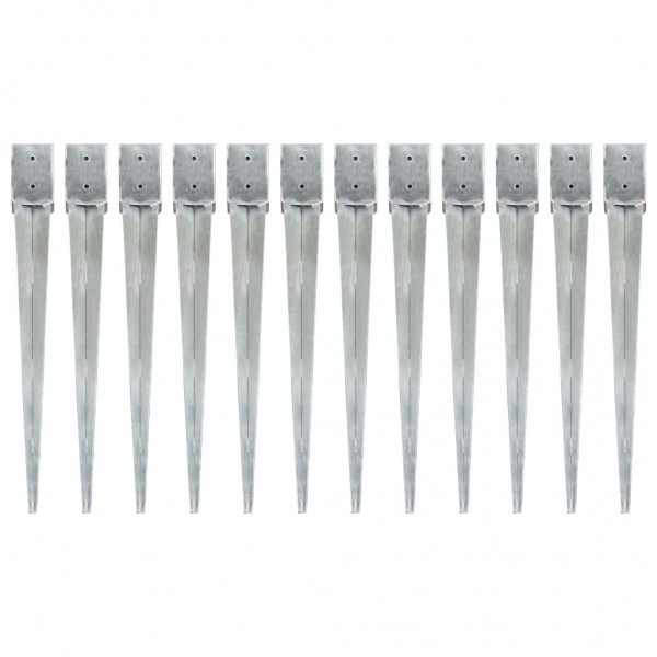Picas de tierra 12 uds acero galvanizado plateado 10x10x91 cm D