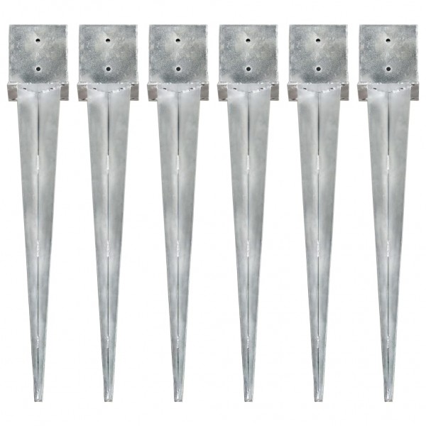 Picas de tierra 6 uds acero galvanizado plateado 14x14x91 cm D