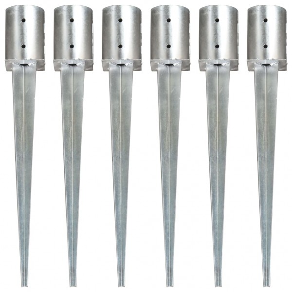 Picas de tierra 6 unidades acero galvanizado plateado 10x76 cm D