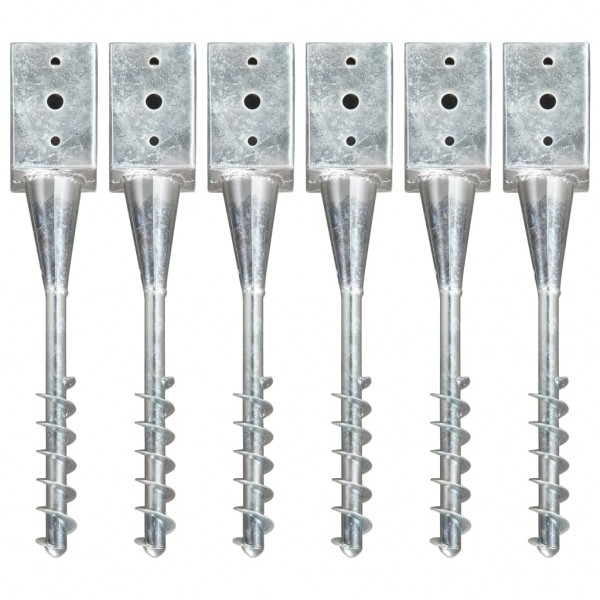 Picas de tierra 6 unidades acero galvanizado plateado 9x9x56 cm D