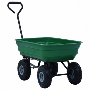 Carrito de mano basculante para jardín 300 kg 75 L verde H