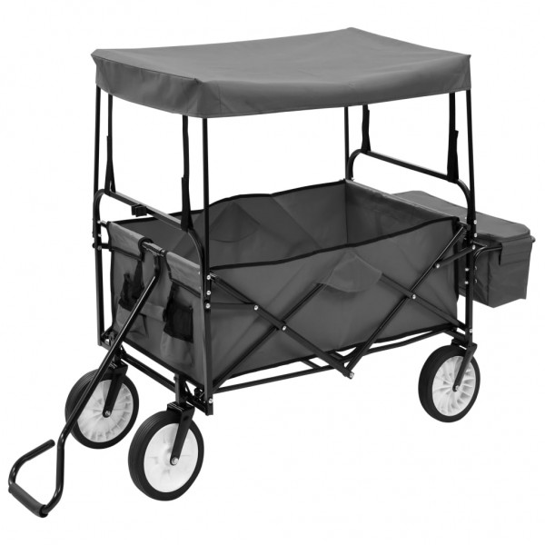 Carrito de mano plegable con capota acero gris M 2