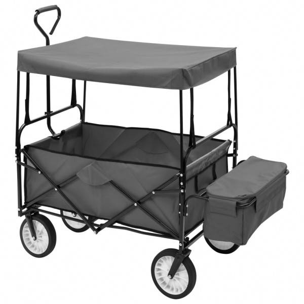 Carrito de mano plegable con capota acero gris M 3