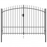 Cancela de valla doble puerta con puntas acero negro 3x1.75 m 1